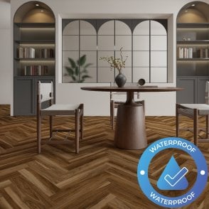 AquaLuxe Herringbone - Glue Down LVT Flooring - Blonde Walnut
