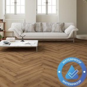 AquaLuxe Herringbone - Glue Down LVT Flooring - Forest Oak