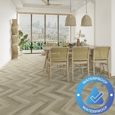 AquaLuxe Herringbone - Glue Down LVT Flooring - Franco Oak