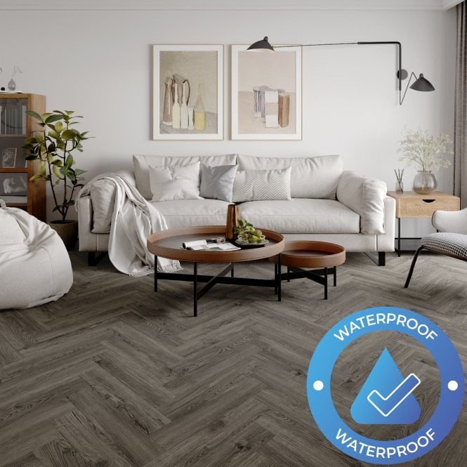 AquaLuxe Herringbone - Glue Down LVT Flooring - Italian Oak