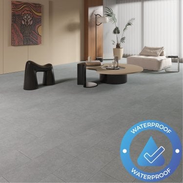 AquaLuxe Tile - Glue Down LVT Floorinng - Light Concrete