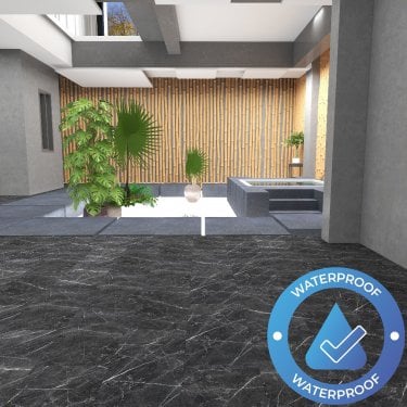 AquaStone Tile - Waterproof LVT Flooring - Vinyl Click - Black Marble