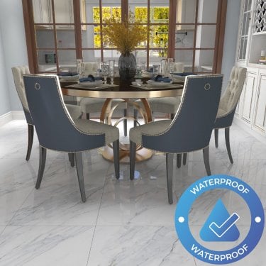 AquaStone Tile - Waterproof LVT Vinyl Click Flooring - White Marble (New 5G Click)