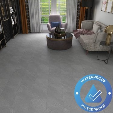 AquaStone Tile - Waterproof Vinyl Click - Nacre Grey