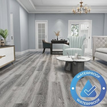 AquaStone - Waterproof LVT Flooring - Earth Grey Oak (5G)