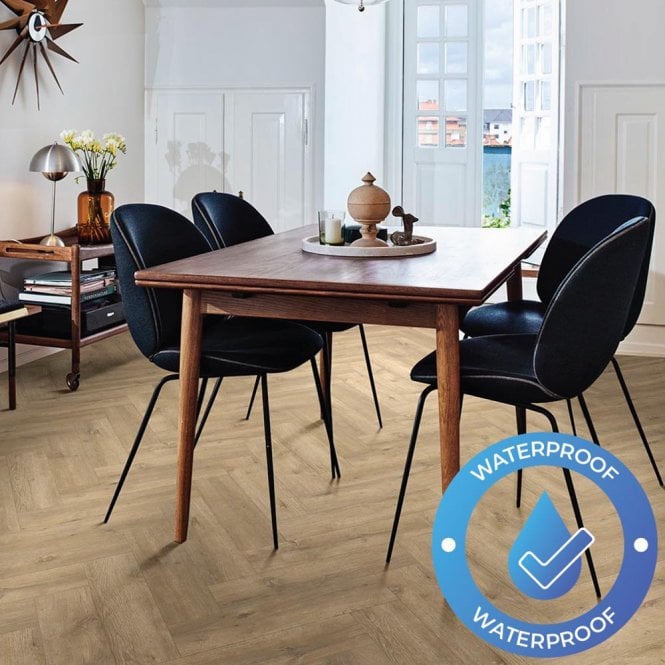 Areti Herringbone - Waterproof LVT Flooring - Kali Oak