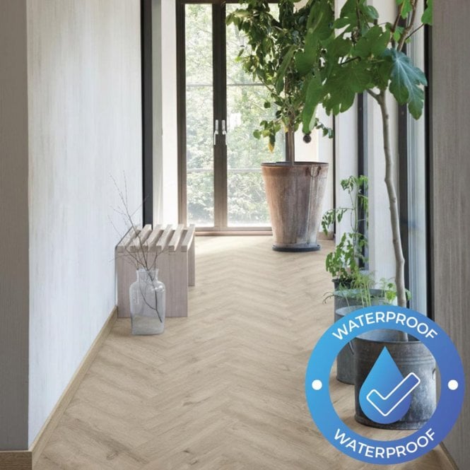 Areti Herringbone - Waterproof LVT Flooring - Kortino Oak