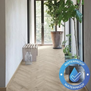 Areti Herringbone - Waterproof LVT Flooring - Kortino Oak