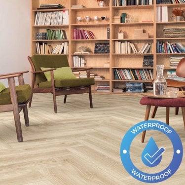 Areti Herringbone - Waterproof LVT Flooring - Mavro Oak