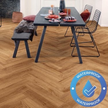 Areti Herringbone - Waterproof LVT Flooring - Prasi Oak