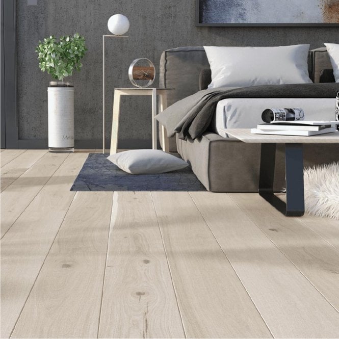 Aspire Click - 14mm x 180mm x 2.26m Engineered Oak Flooring - Cappuccino Brushed Matt Lacquered