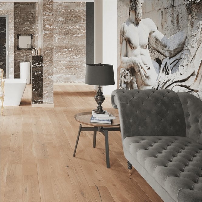 Aspire Click - 14mm x 180mm x 2.26m Engineered Oak Flooring - Silver Brushed Matt Lacquered
