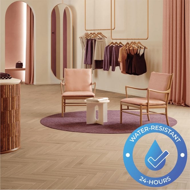  Chateau+ - Water-Resistant 8mm Herringbone Flooring - Bloom Light Brown - 6406