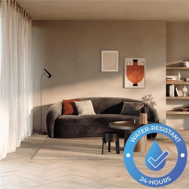 Berry Alloc Chateau+ - Water-Resistant 8mm Herringbone Flooring - Bloom Sand Natural - 6421