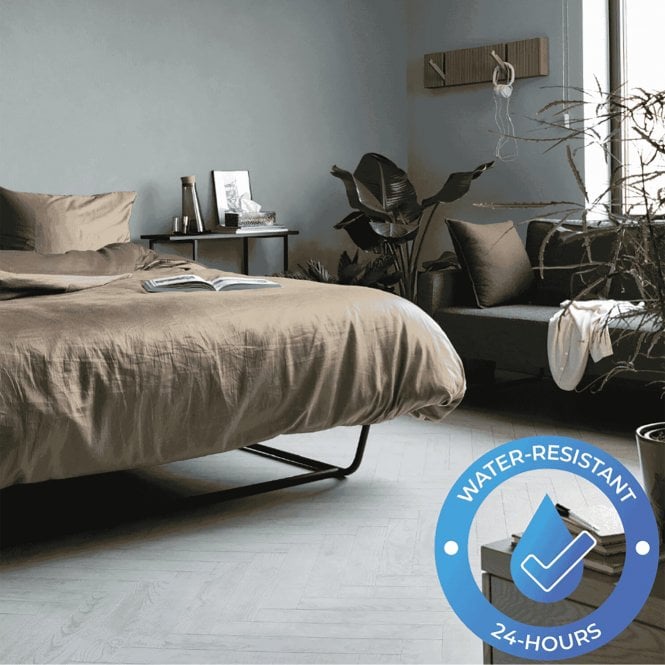  Chateau+ - Water-Resistant 8mm Herringbone Flooring - Chestnut White - 6201
