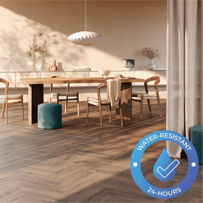  Chateau+ - Water-Resistant 8mm Herringbone Flooring - Gyant Dark Brown - 4113