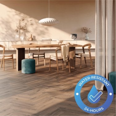 Berry Alloc Chateau+ - Water-Resistant 8mm Herringbone Flooring - Gyant Dark Brown - 4113