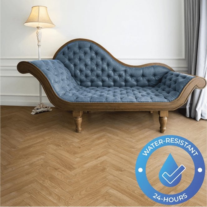  Chateau+ - Water-Resistant 8mm Herringbone Flooring - Java Natural - 7307