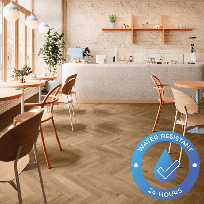  Chateau+ - Water-Resistant 8mm Herringbone Flooring - Texas Light Brown - 7606