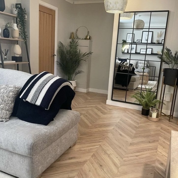 Signature - 8mm Herringbone Laminate Flooring - Natural Oak Parquet