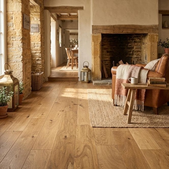 Craftsman - 14mm x 125mm Engineered Wood Flooring - Oak Smoked, Brushed & Lacquered