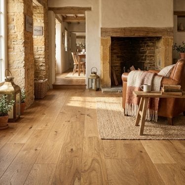 Craftsman - 14mm x 125mm Engineered Wood Flooring - Oak Smoked, Brushed & Lacquered