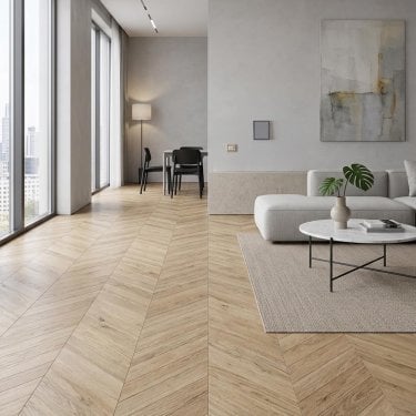 Craftsman Chevron - 14mm x 500mm x 90mm Engineered Wood Flooring - UV Oil Light Brushed
