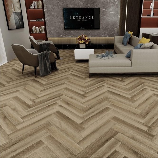 Doppio Herringbone - 8mm Laminate Flooring - Sandy Oak