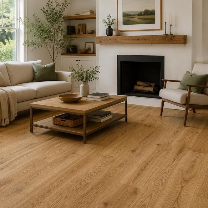 Dynasty - 20mm x 190mm x 1900mm Engineered Wood Flooring - Oak Lacquered