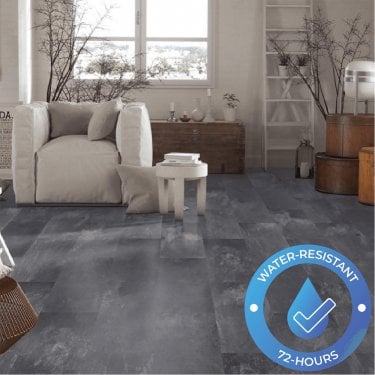 Elite Stone - 8mm Tile Effect Laminate Flooring - Dark Slate