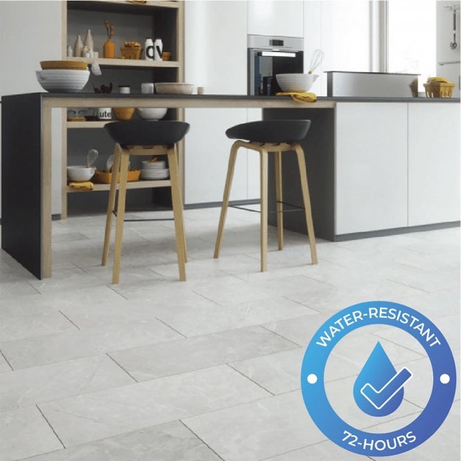 Elite Stone - 8mm Tile Effect Laminate - White Granite