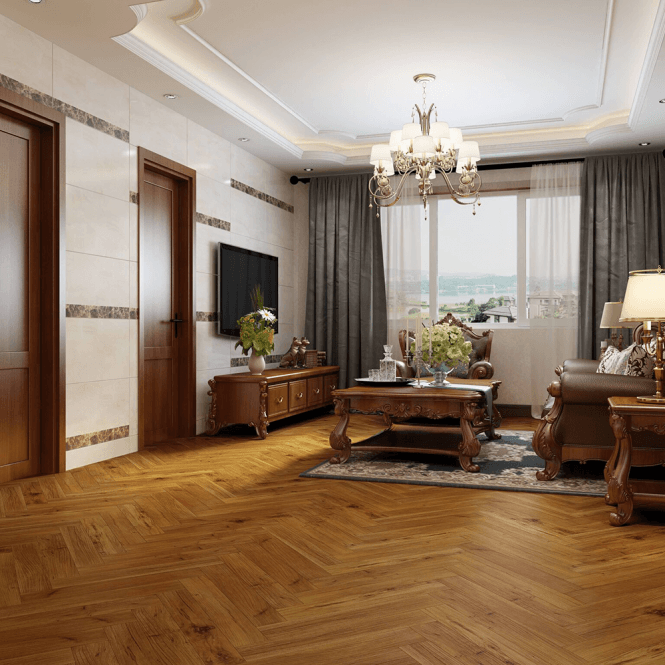 Emperor - 12mm Laminate Flooring - Golden Walnut Herringbone Oak