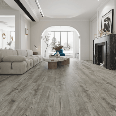 Glossy Varnished - 8mm High Gloss Laminate Flooring - Grey Wood