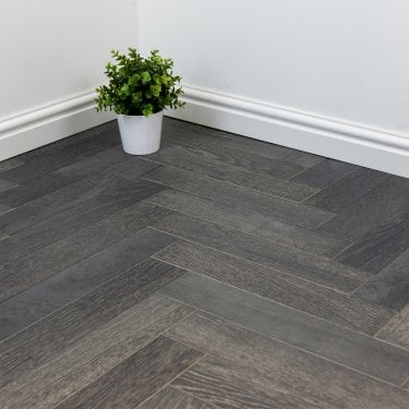 Lakewood Engineered 14/3mm Herringbone Parquet Flooring - Grey Oak Brushed UV Lacquered