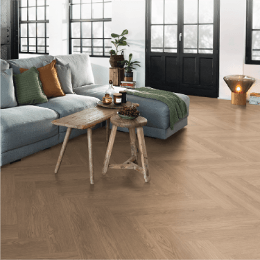 Mysa - 8mm Herringbone Laminate Flooring - Brown Nora Oak