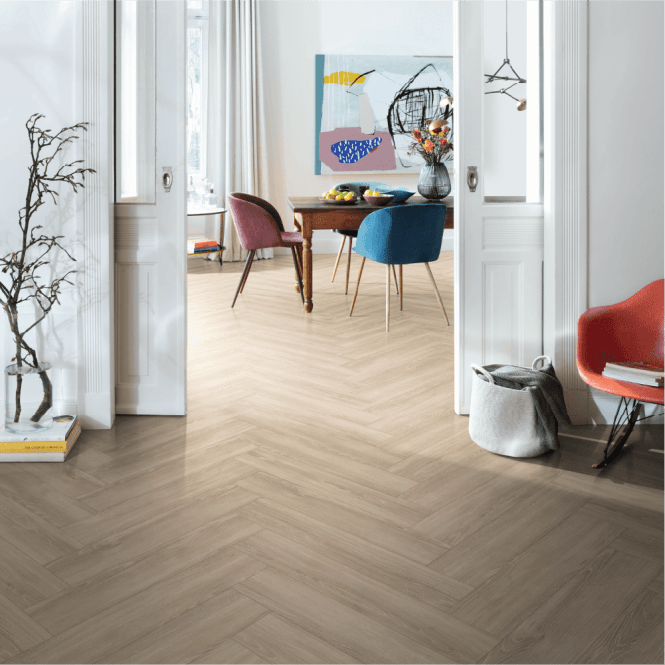 Mysa - 8mm Herringbone Laminate Flooring - Newport Beige Oak 1.97M2