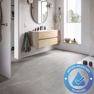 New Hydro Guard - 8mm Water Resistant Laminate Flooring - Light Grey Marble