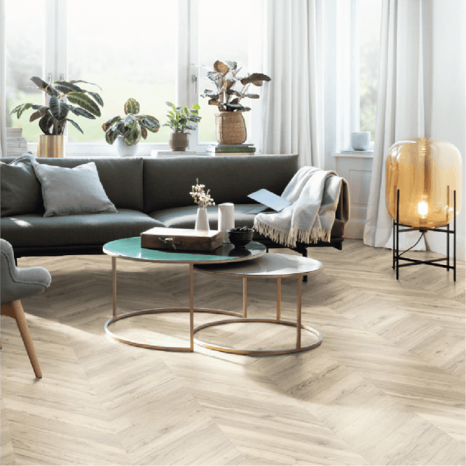 New Signature - 8mm Herringbone Laminate Flooring - Light Oak