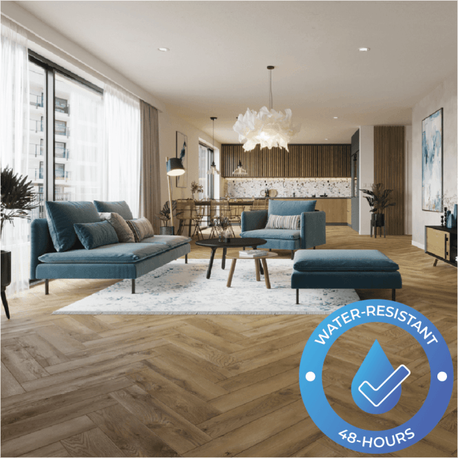 Villa - 8mm Herringbone Laminate - Carri Oak