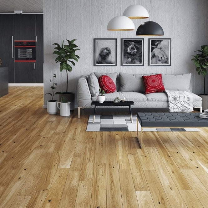 Woodland Click - 14mm x 130mm Engineered Wood Flooring - Country Oak Matt Lacquered